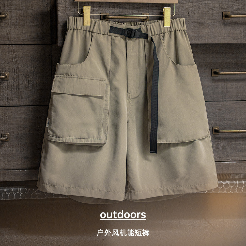 馬登工裝 山系戶外大口袋短褲寬鬆機能抗皺休閑五分褲男春夏