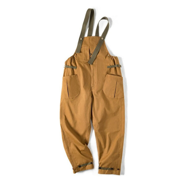 馬登女裝 美式復古减齡寬鬆背帶褲大口袋直筒吊帶連體工裝長褲