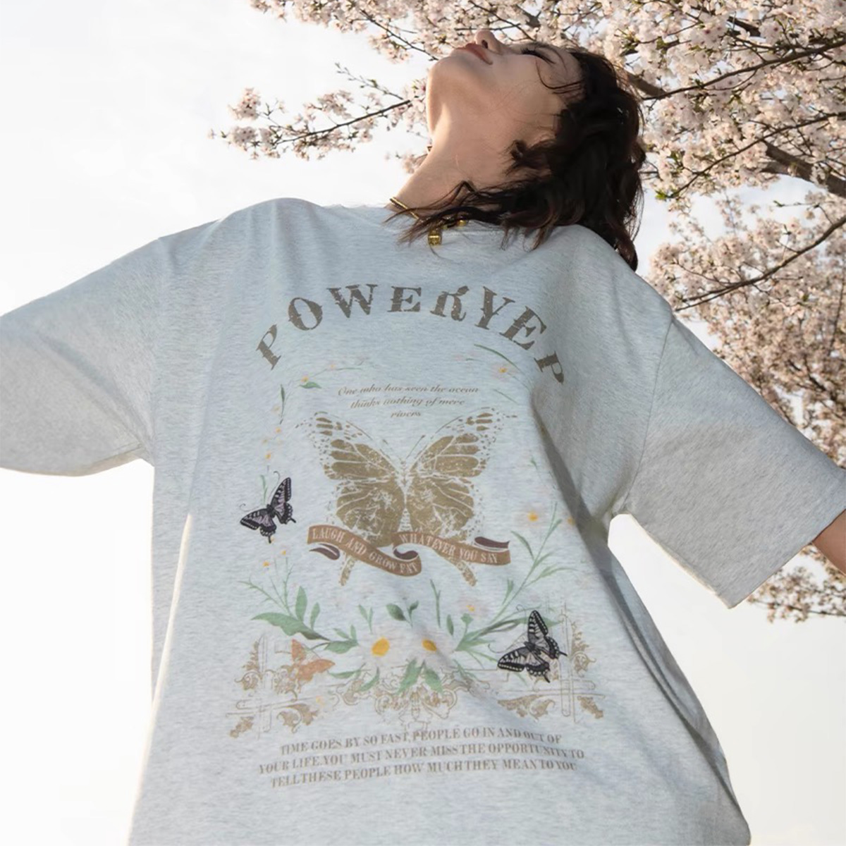 美式復古短袖T恤女潮牌寬鬆上衣設計感小眾純棉情侶T恤