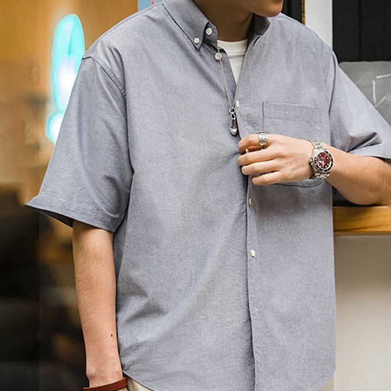 馬登工裝 美式復古Oversize短袖襯衫寬鬆Cityboy襯衣男潮