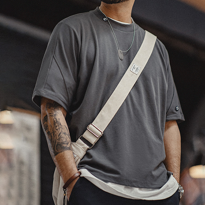 馬登工裝 美式休閒3A抗菌速乾短袖T恤運動透氣廓形反戰打底衫男夏