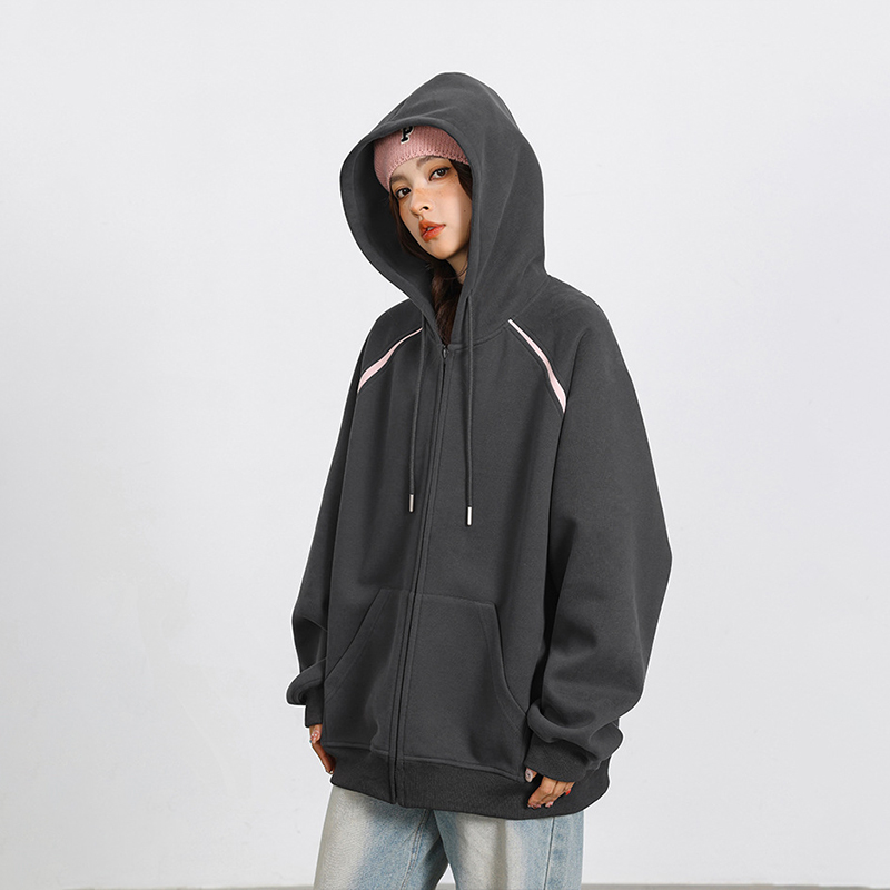 美式重磅酷潮連帽衛衣外套春秋百搭休閒情侶開衫外套