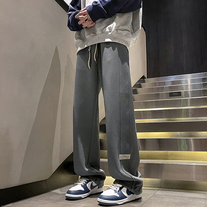 菠蘿格加絨長褲鬆緊腰編織腰繩垂感休閒褲內裡加絨運動褲