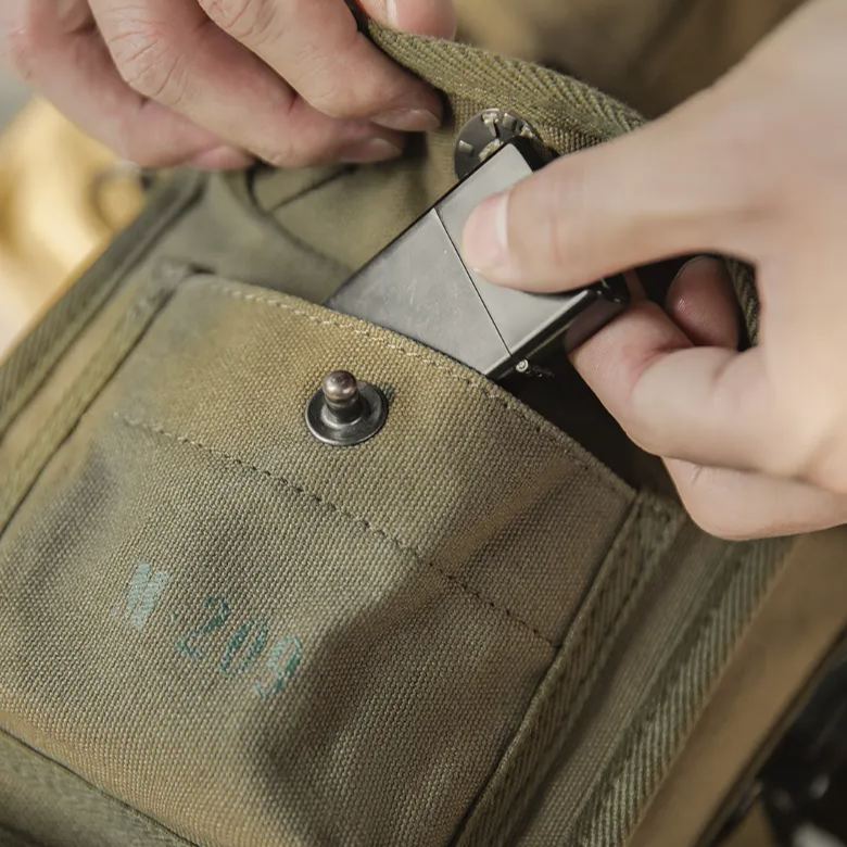 馬登工裝 美式復古M209戰術斜背包戶外帆布單肩手提磁扣方形腰包