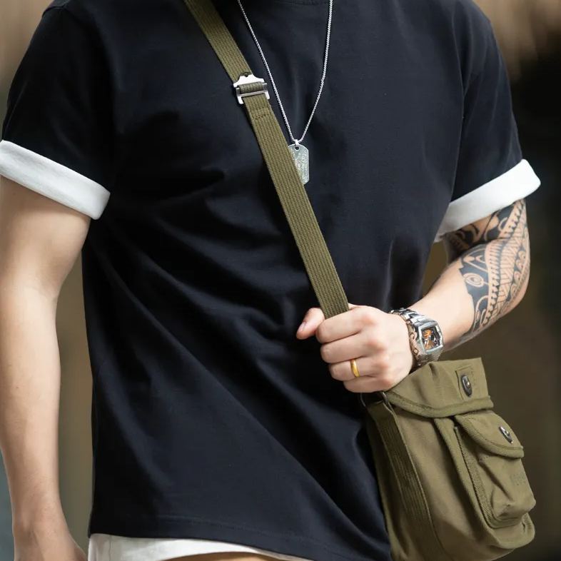 馬登工裝 美式復古M209戰術斜背包戶外帆布單肩手提磁扣方形腰包