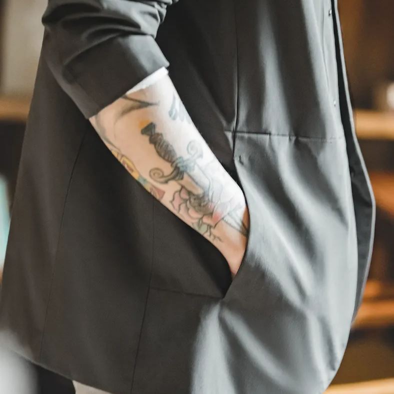 馬登工裝 美式休閒無領西裝外套機能百搭通勤免燙Urban Techwear西裝上衣