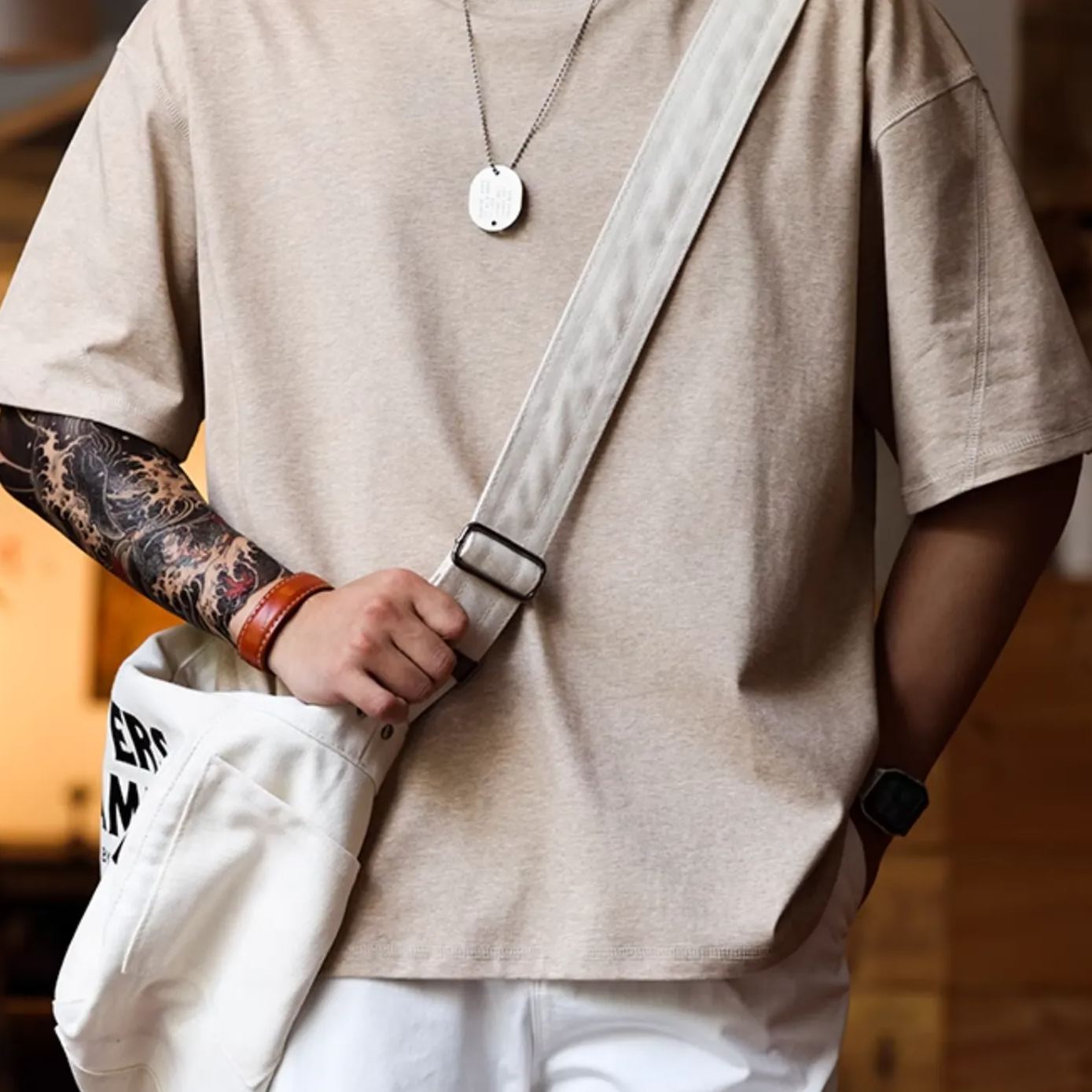 美式復古戶外斜挎包騎行摩托車包簡約帆布報童包