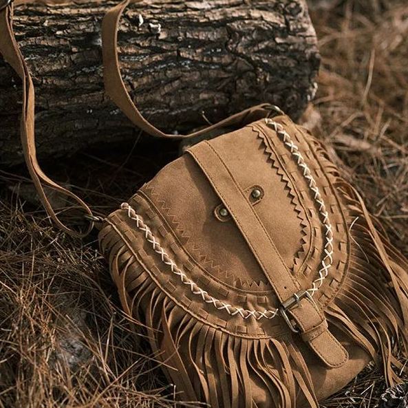 磨砂流蘇包波西米亞斜挎包大容量復古小眾設計感單肩包