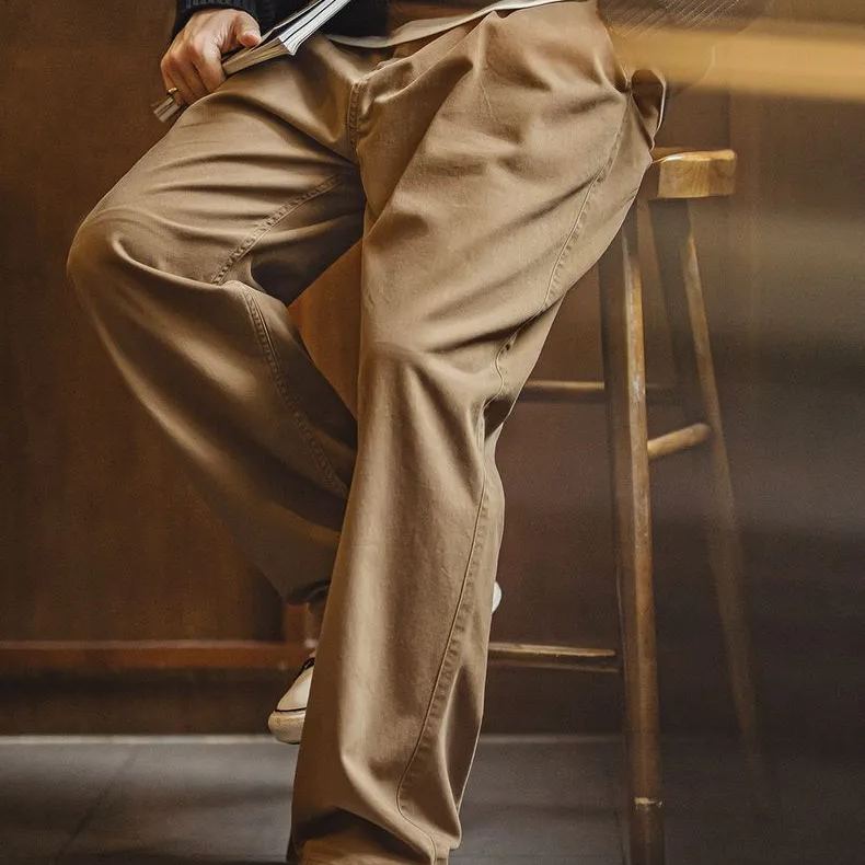 馬登工裝 美式復古做舊伐木工休閒褲寬鬆直筒純棉斜紋長褲子男