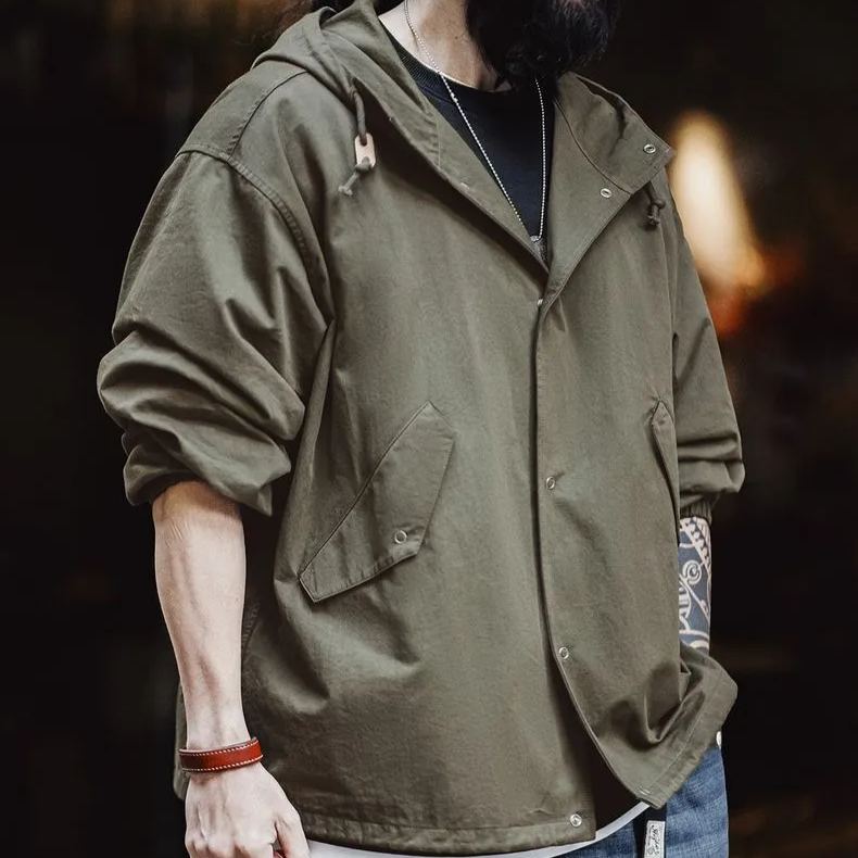 馬登工裝 美式復古M51連帽夾克軍事風寬鬆純棉魚尾外套男春季