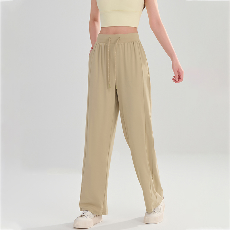 涼感防曬闊腿褲百搭休閒運動垂感冰絲寬鬆顯瘦高腰防曬褲