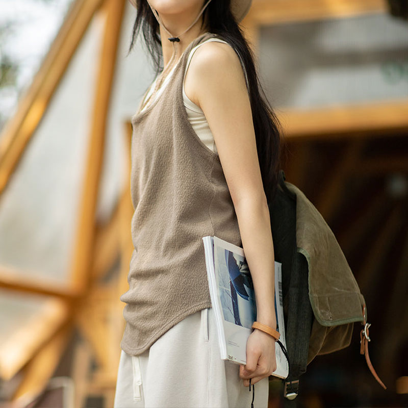 馬登女裝 美式針織無袖T恤寬鬆工字背心遮副乳外穿吊帶