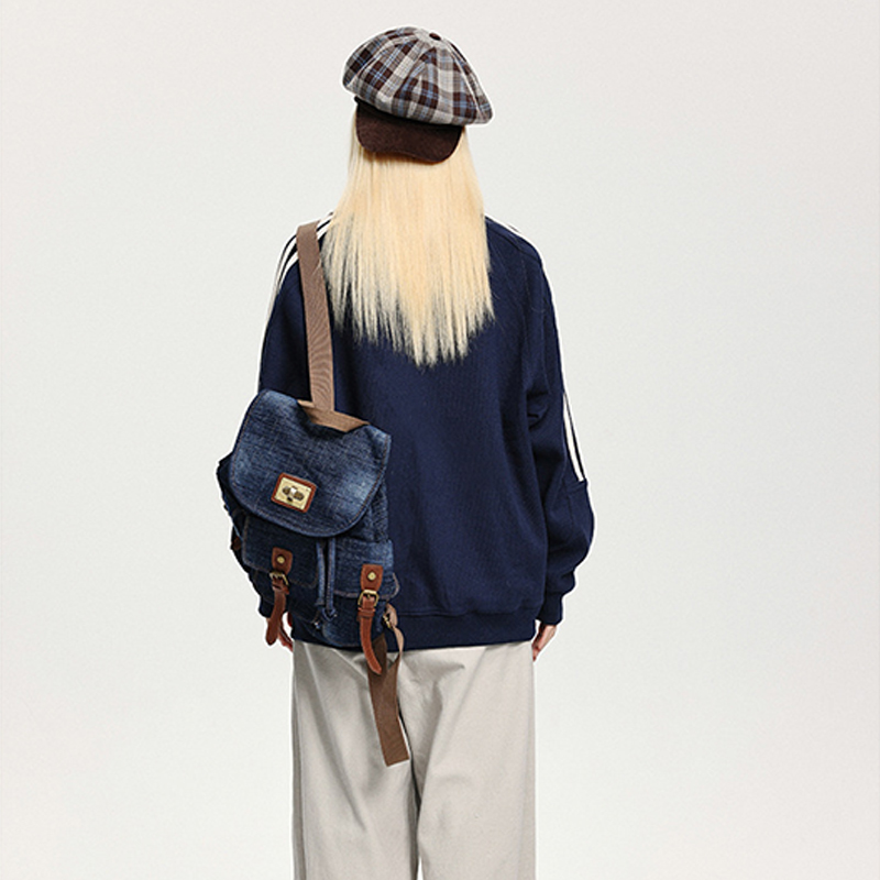 美式復古街頭重磅休閒衛衣學院風Polo領寬鬆情侶上衣