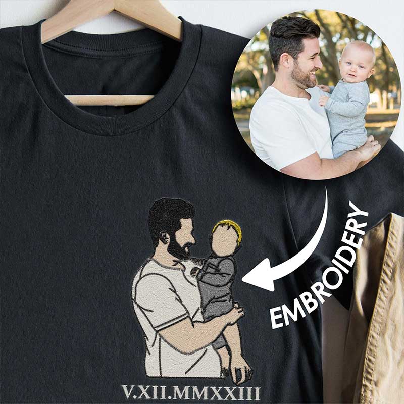 Custom Photo Embroidered T-shirt Personalized Gift