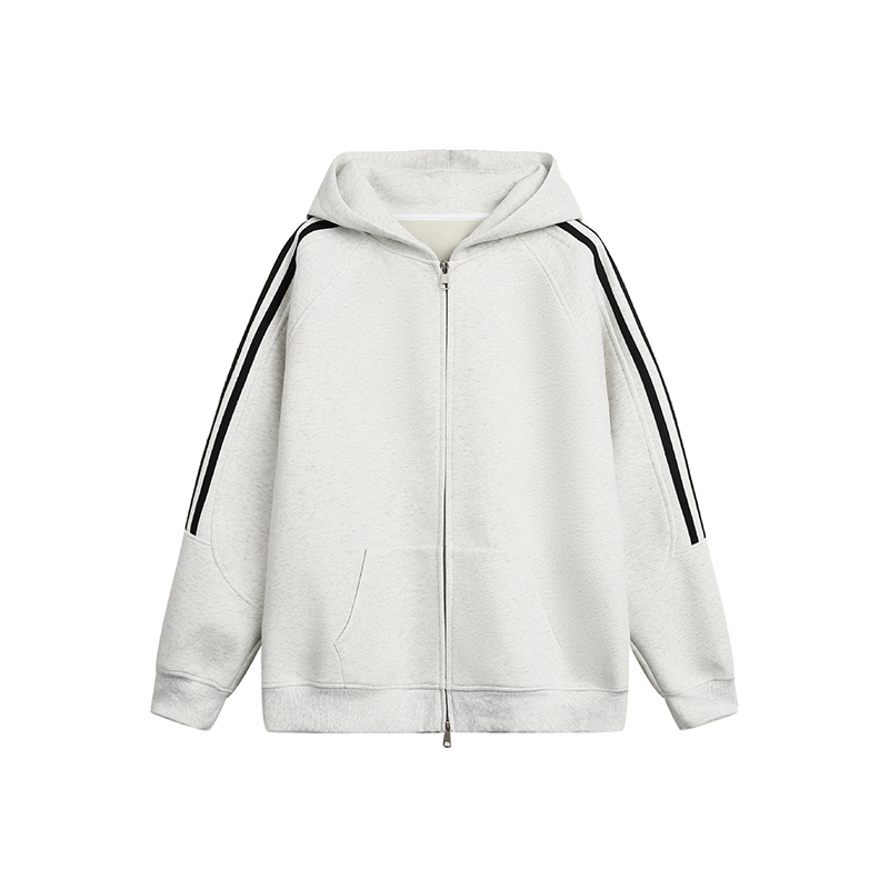 美式重磅潮牌三條槓條紋連帽衛衣外套春秋百搭休閒情侶套裝