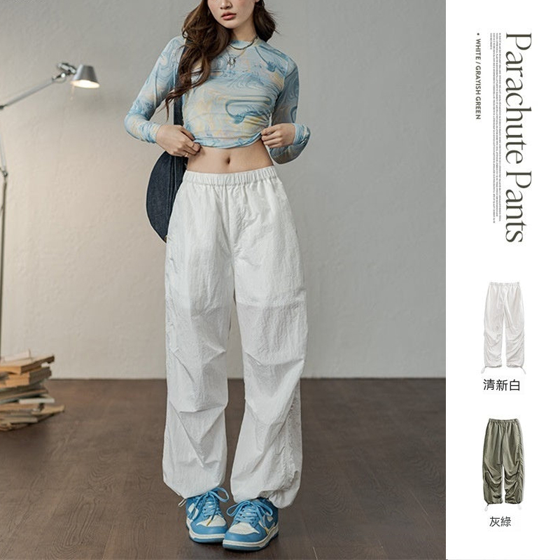 馬登女裝 美式復古降落傘褲工裝褲休閒束腳褲透氣登山運動褲