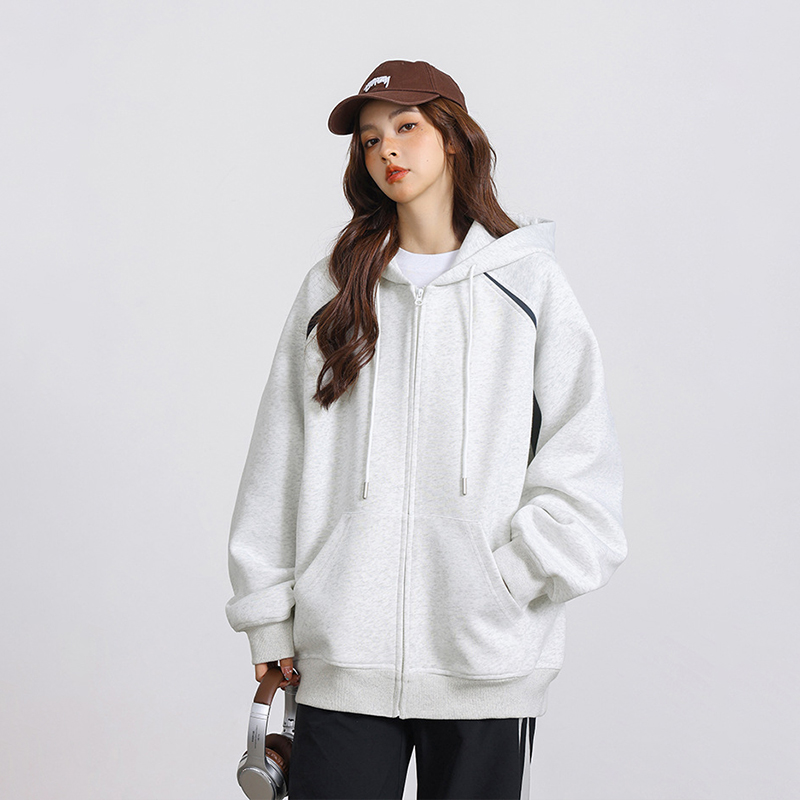 美式重磅酷潮連帽衛衣外套春秋百搭休閒情侶開衫外套