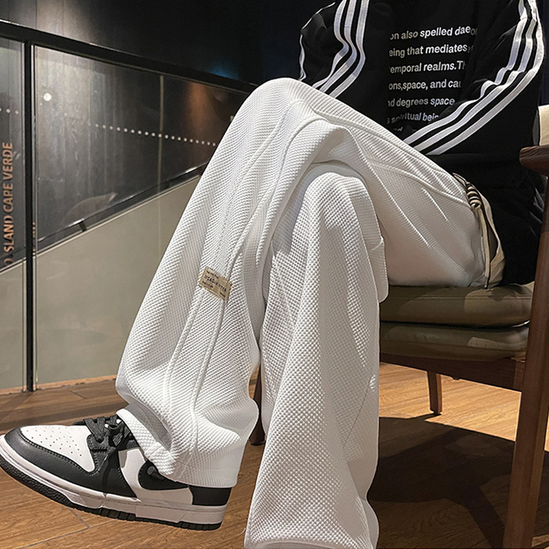 菠蘿格加絨長褲鬆緊腰編織腰繩垂感休閒褲內裡加絨運動褲