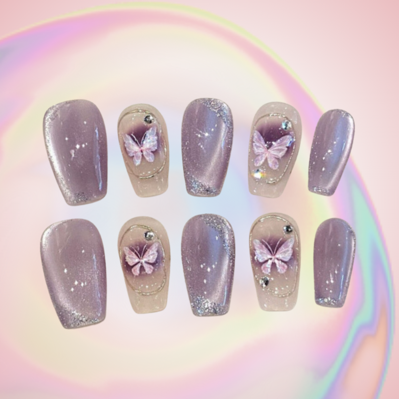 Aura Butterfly (Handmade) / 10PCS Nail Set
