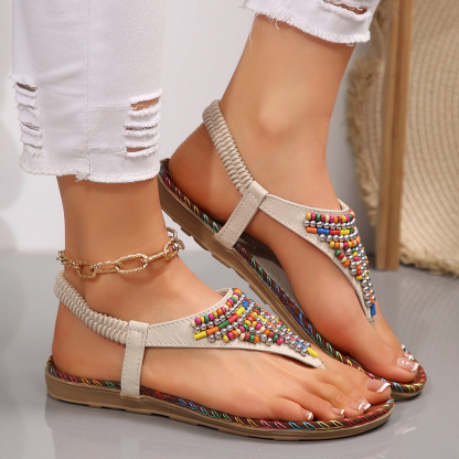 Colorful Ethnic Flat Bohemian Beaded Sandals