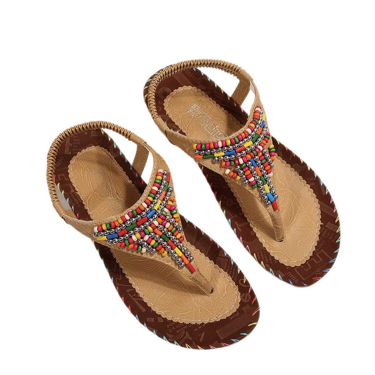 Colorful Ethnic Flat Bohemian Beaded Sandals