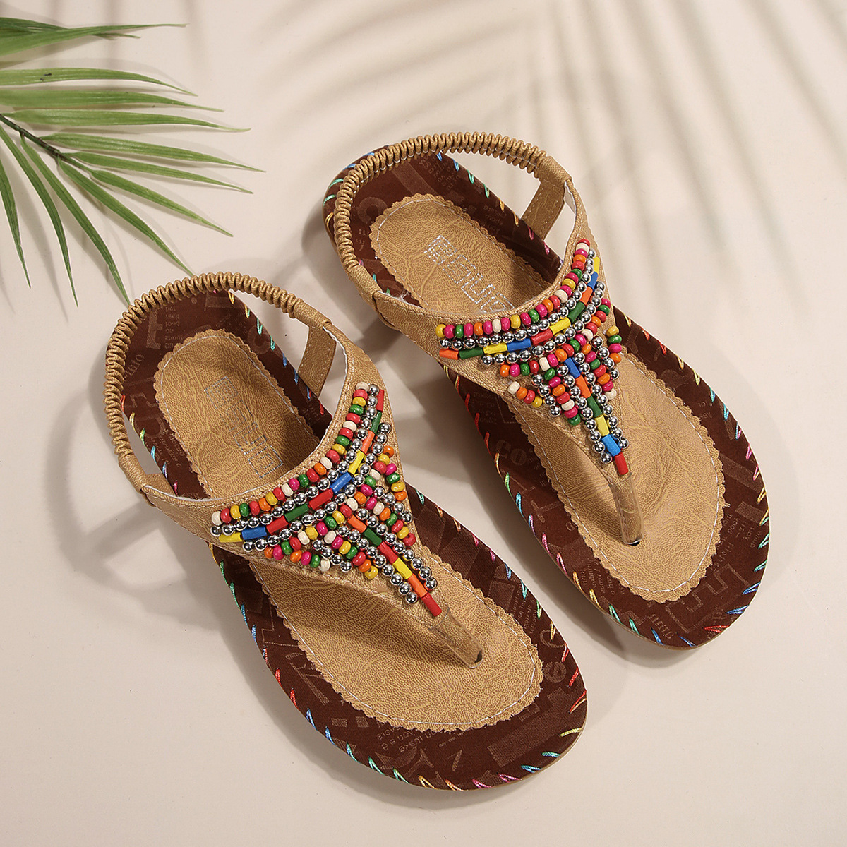 Colorful Ethnic Flat Bohemian Beaded Sandals