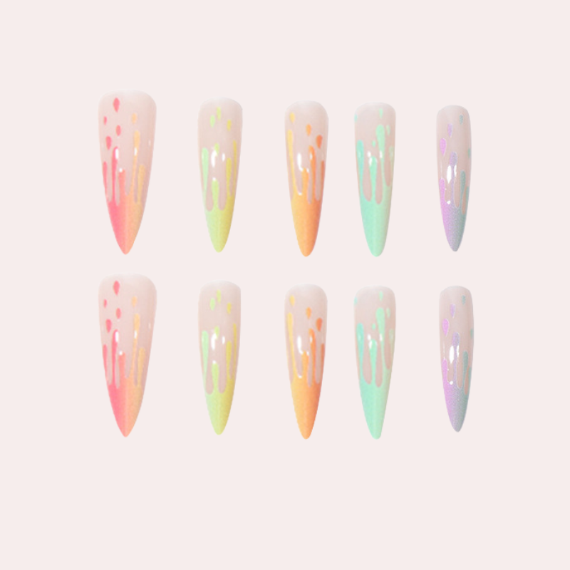 Rainbow Drop 24pcs/Set Press On Nails