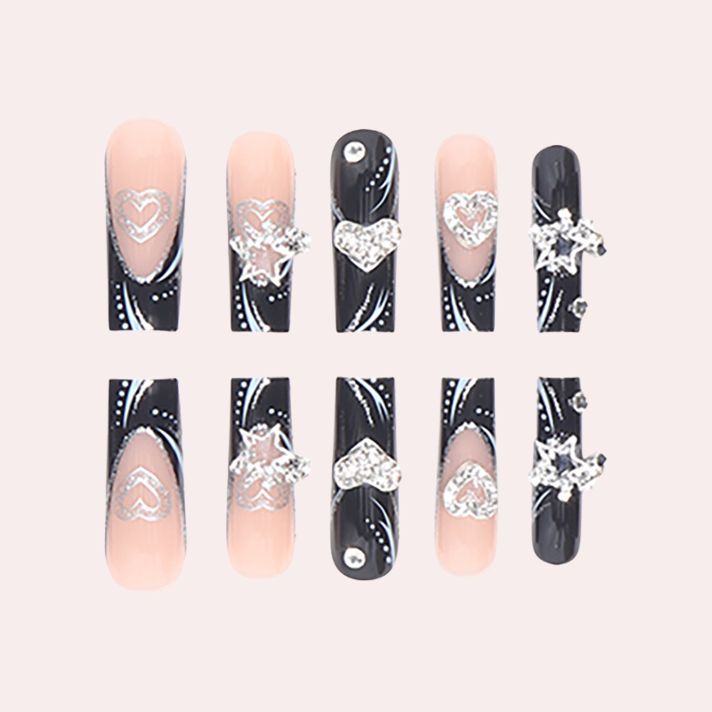 Black Star French Style 24pcs/Set Press On Nails SGCY-183