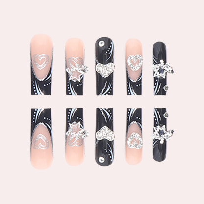 Black Star French Style 24pcs/Set Press On Nails SGCY-183