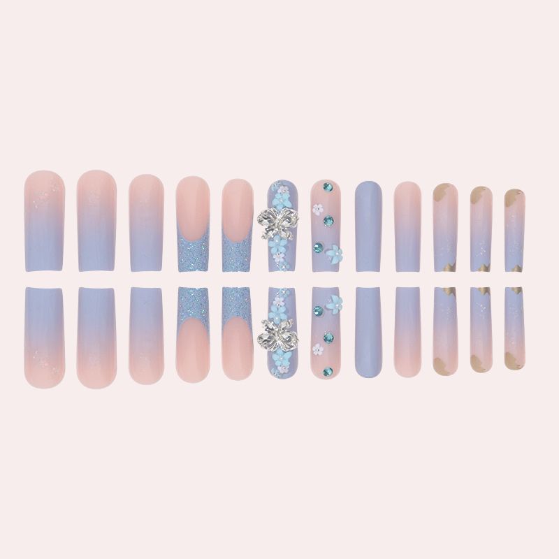 Ice Blue Butterfly 24pcs/Set Press On Nails SGCY-216