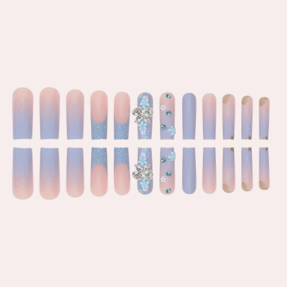 Ice Blue Butterfly 24pcs/Set Press On Nails SGCY-216