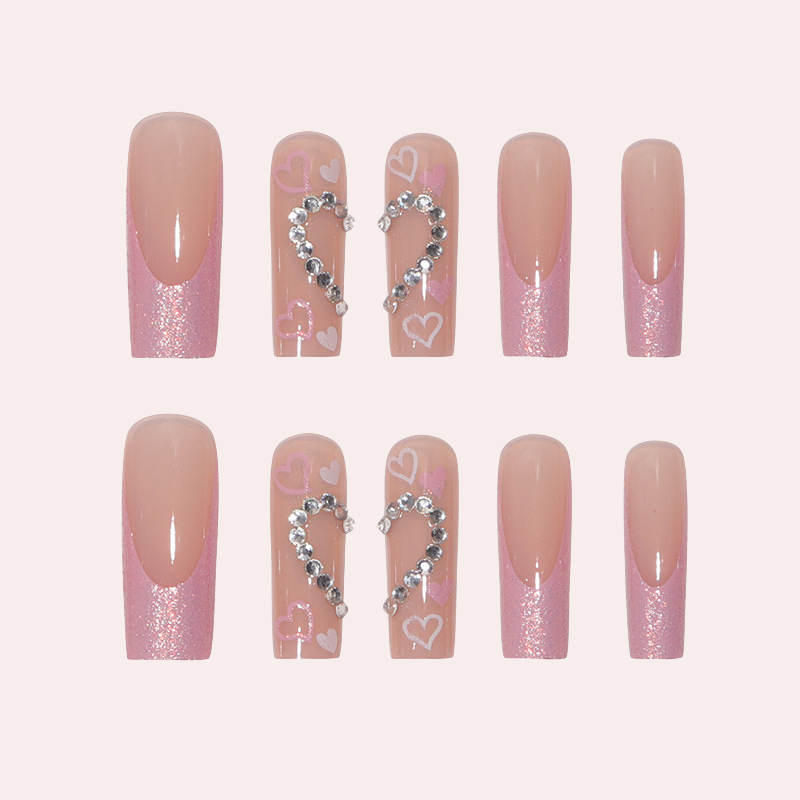 Diamond Pink Heart 24pcs/Set Press On Nails SGCY-94