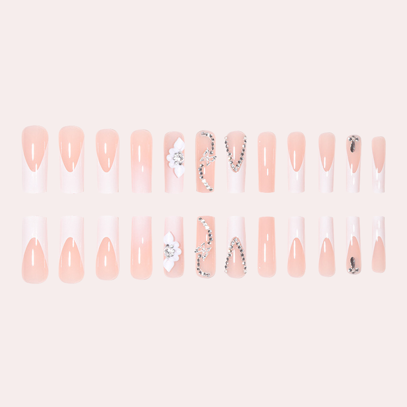 Diamond Pink Flower 24pcs/Set Press On Nails SGCY-163