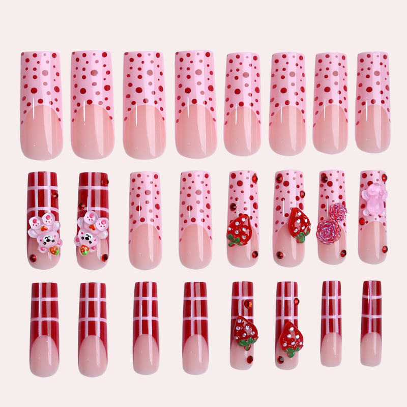 Strawberry Bear 24 Pcs/Set Press On Nails YZ-06-06