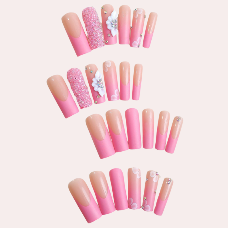 Pinky Flower 24pcs/Set Press On Nails  XH-87-17