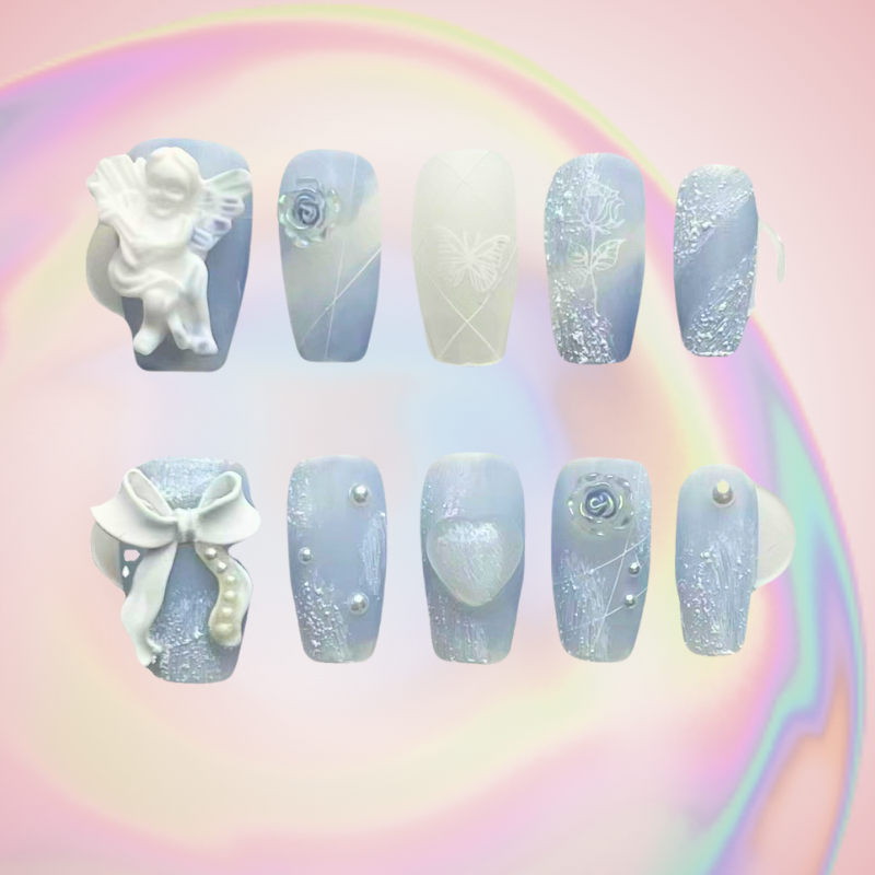 Rose Angle (Handmade) / 10PCS Nail Set