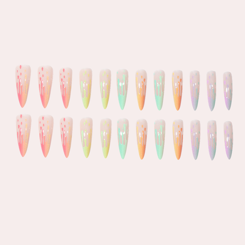 Rainbow Drop 24pcs/Set Press On Nails