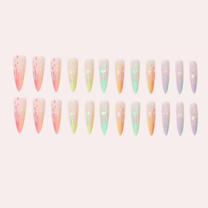 Rainbow Drop 24pcs/Set Press On Nails