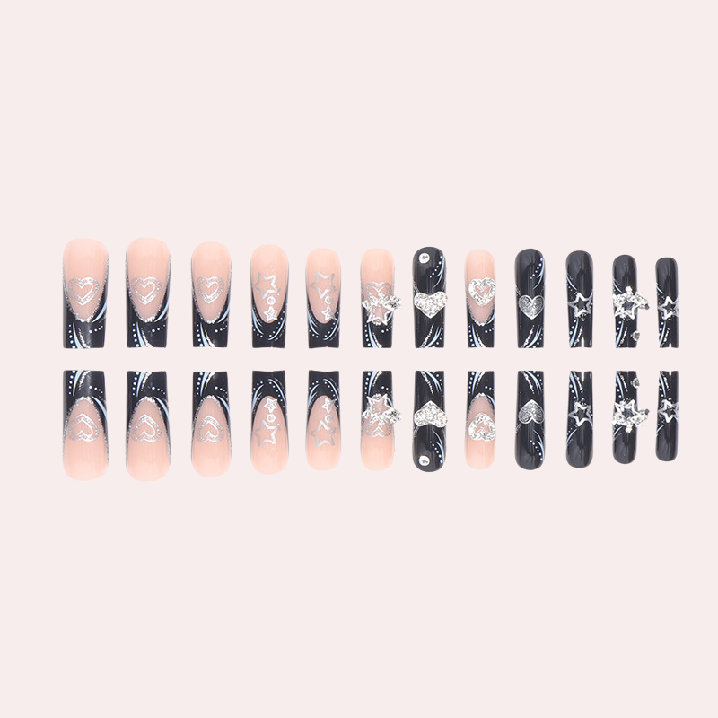 Black Star French Style 24pcs/Set Press On Nails SGCY-183