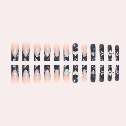 Black Star French Style 24pcs/Set Press On Nails SGCY-183