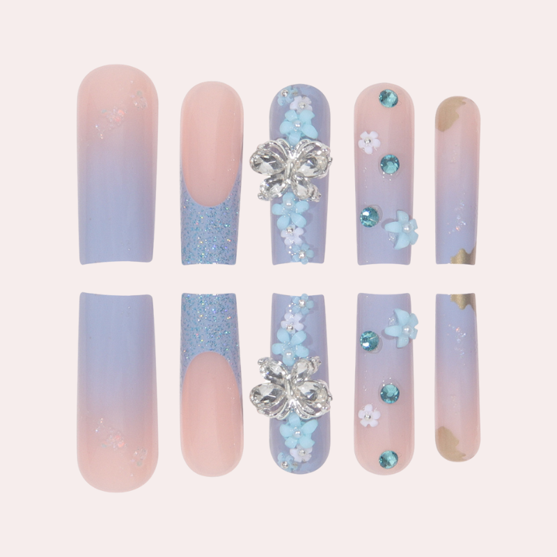 Ice Blue Butterfly 24pcs/Set Press On Nails SGCY-216