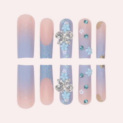 Ice Blue Butterfly 24pcs/Set Press On Nails SGCY-216