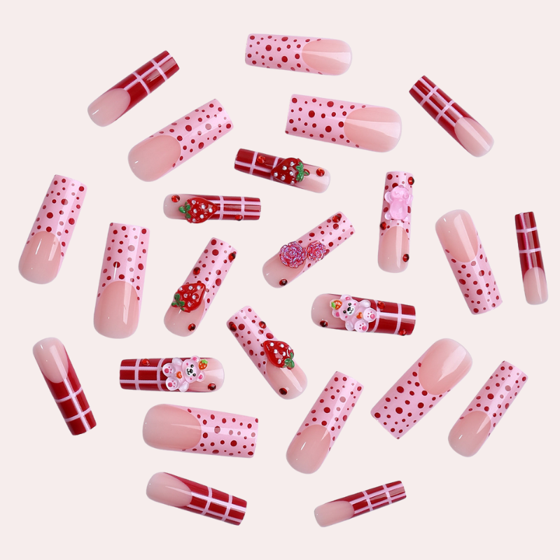 Strawberry Bear 24 Pcs/Set Press On Nails YZ-06-06