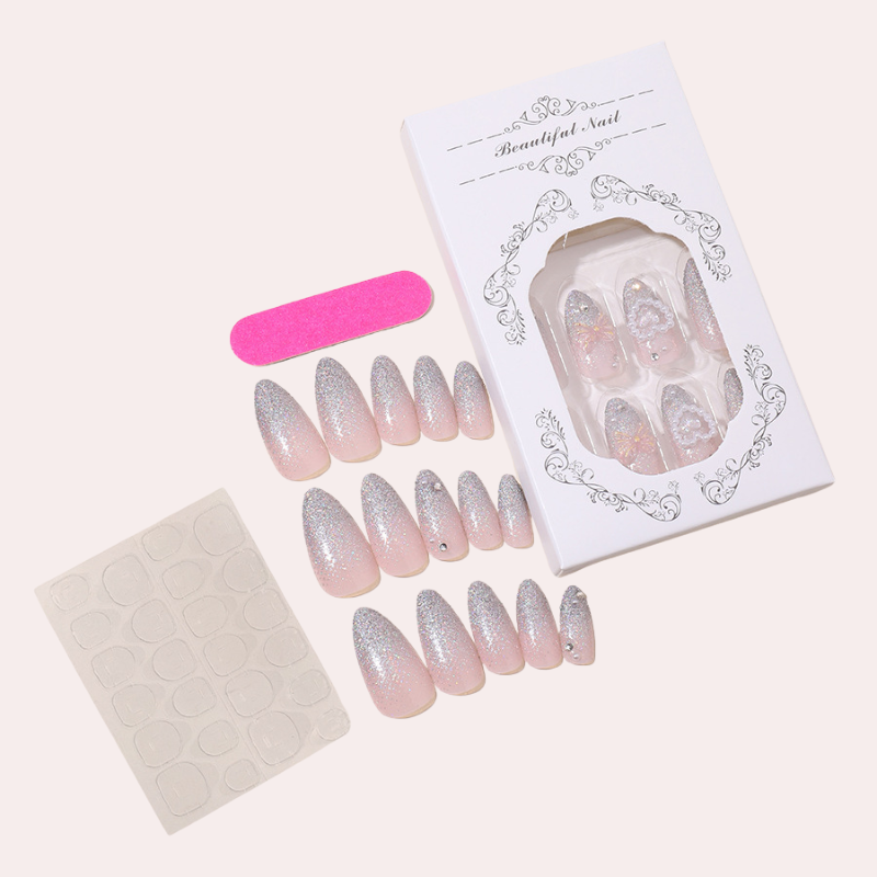 Crystal Bow 24 Pcs/Set Press On Nails XA-82-69