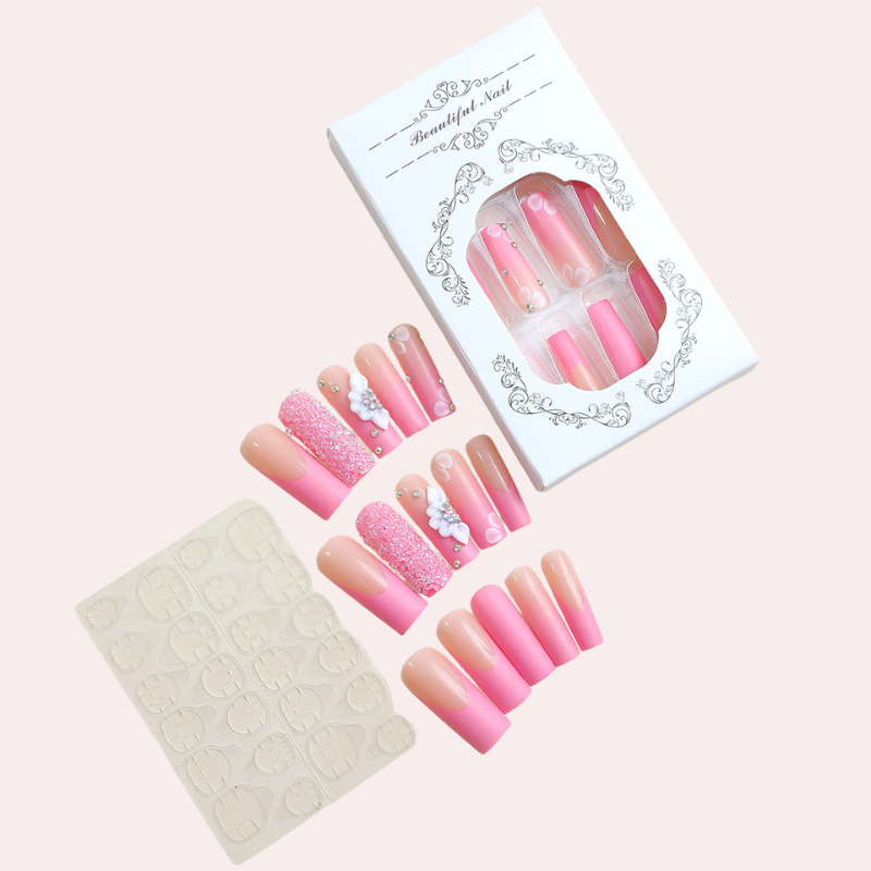 Pinky Flower 24pcs/Set Press On Nails  XH-87-17