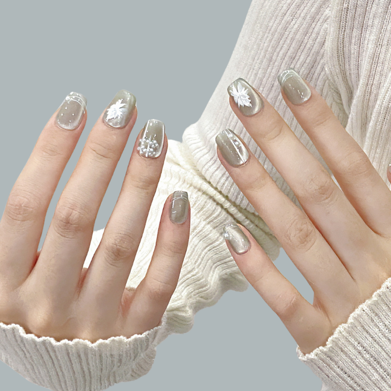 White Lotus (Handmade) / 10PCS Nail Set