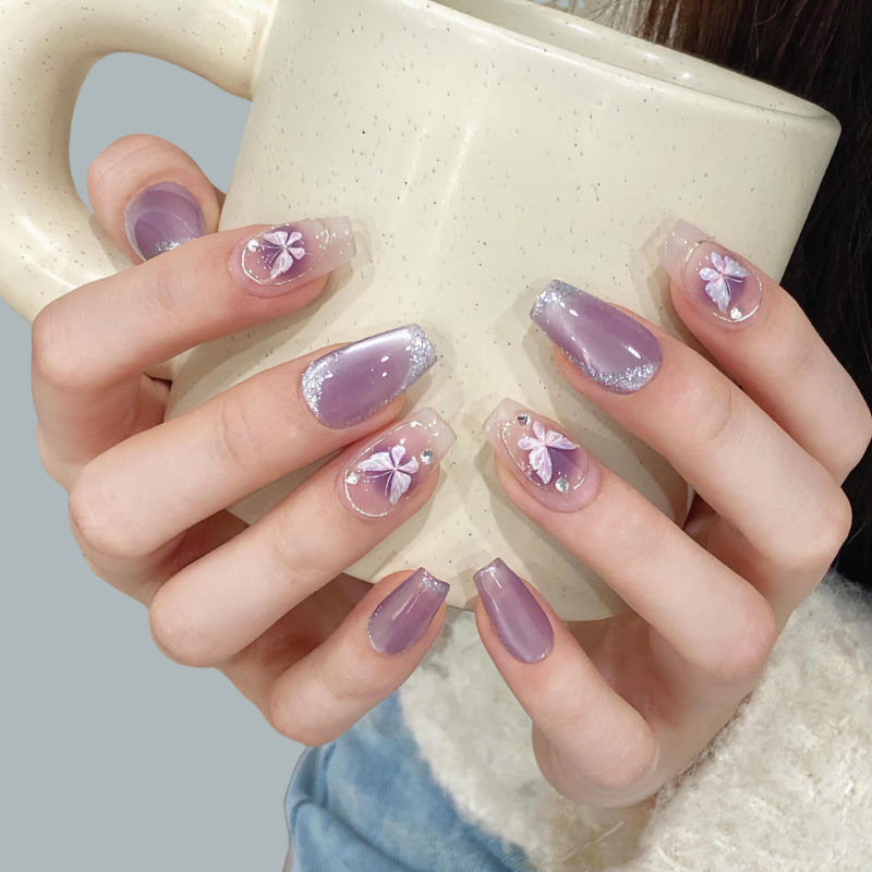 Aura Butterfly (Handmade) / 10PCS Nail Set