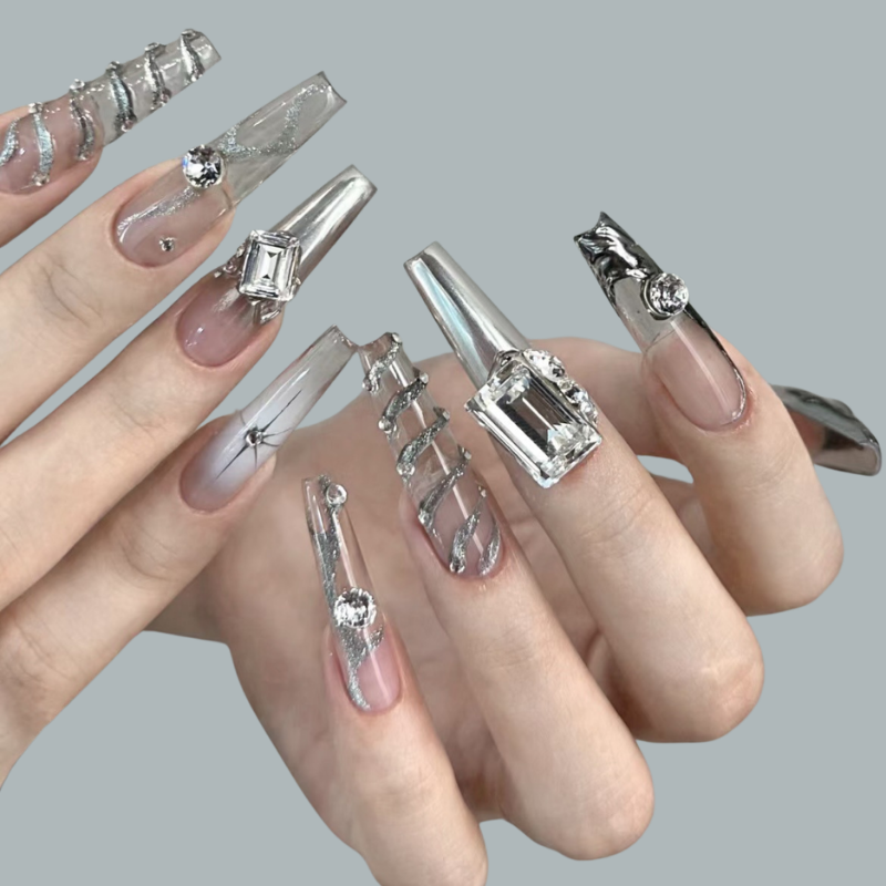 Sparkling Magic Mirror (Handmade) / 10PCS Nail Set