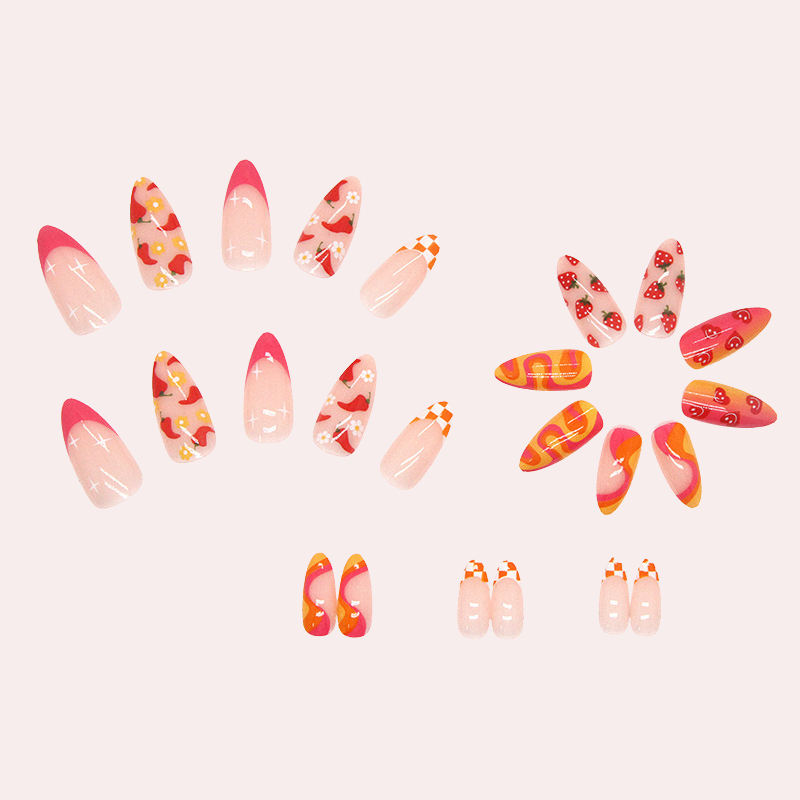 Spicy Hot Fruity 24pcs/Set Press On Nails W197