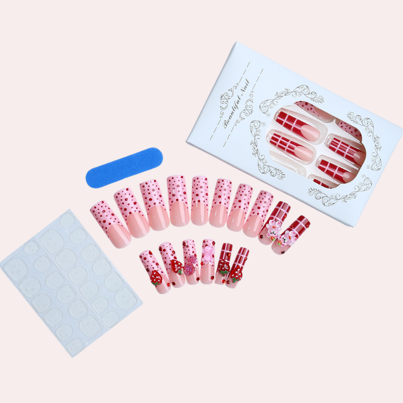 Strawberry Bear 24 Pcs/Set Press On Nails YZ-06-06
